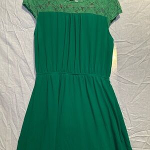 Green Lace Cap Sleeve Dress